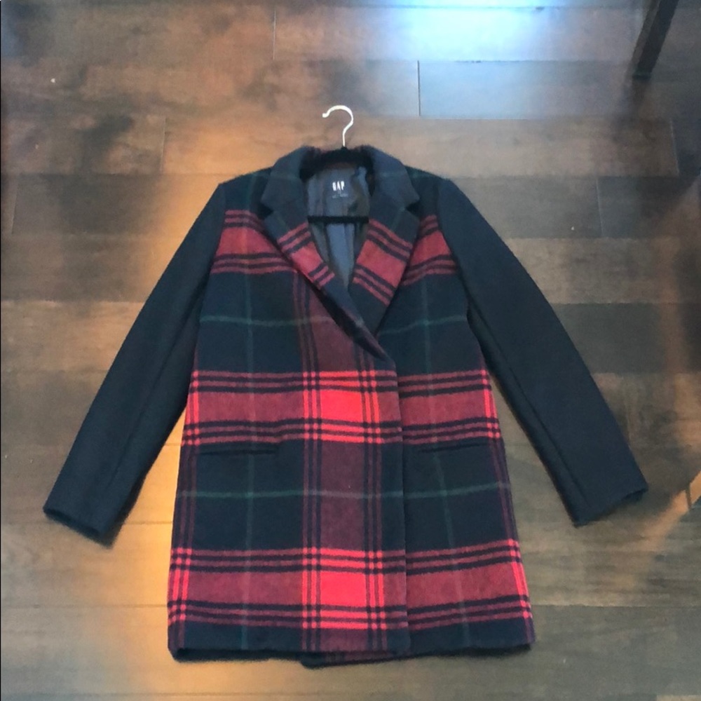 Gap plaid double breasted wool coat
